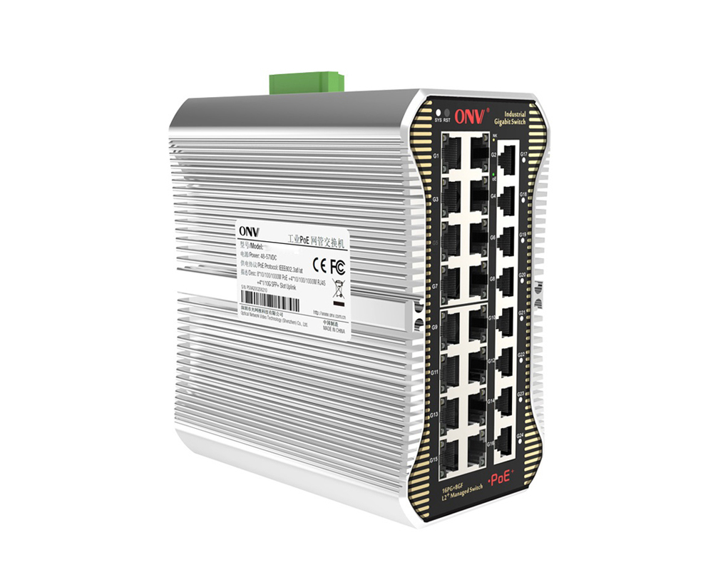 Switch PoE industrial gerenciado L2 Gigabit de 24 portas