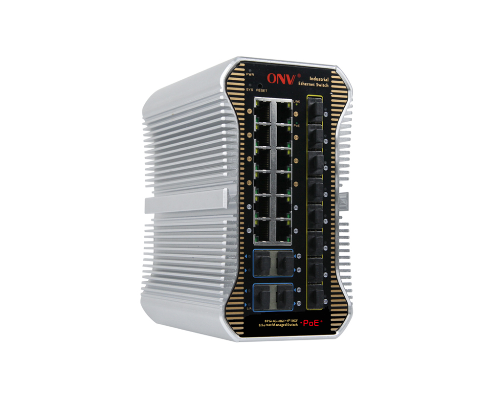 10G uplink interruptor PoE industrial gerenciado L3 de 24 portas