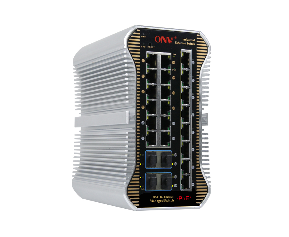 10G uplink interruptor PoE industrial gerenciado L3 de 24 portas
