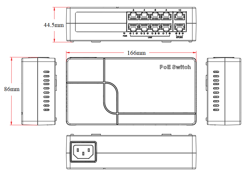 10-port 10/100M smart PoE switch, PoE switch 8 port, PoE switch 