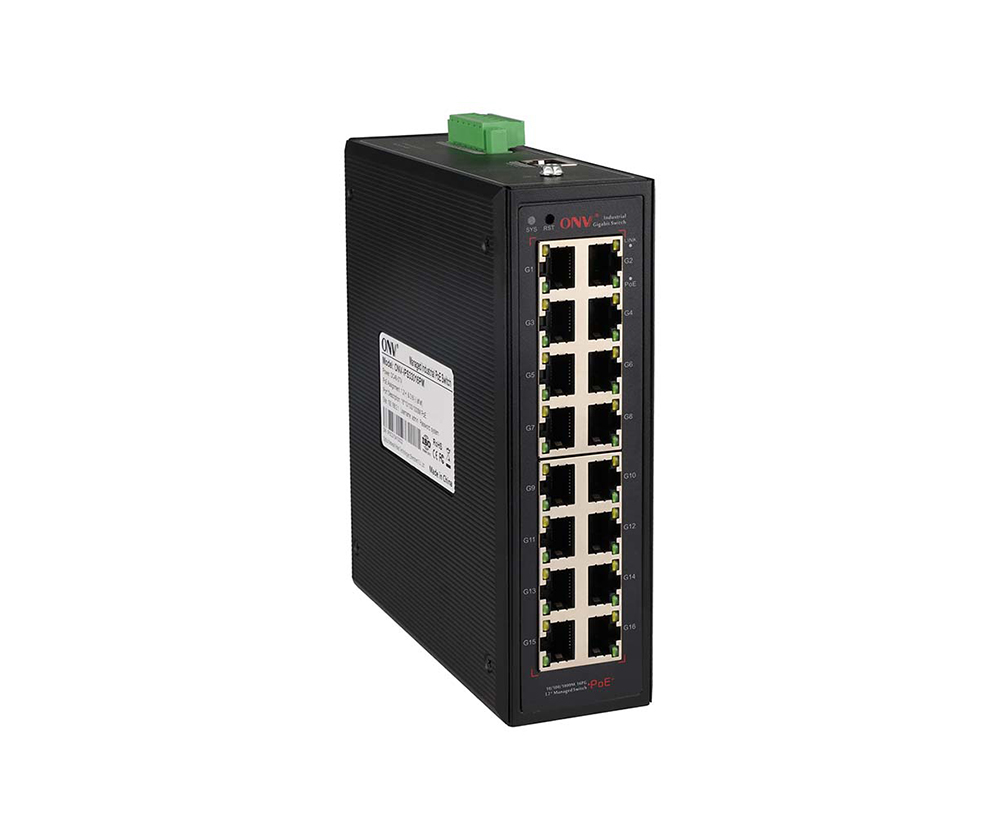 Switch PoE industrial gerenciado L2 Gigabit de 16 portas
