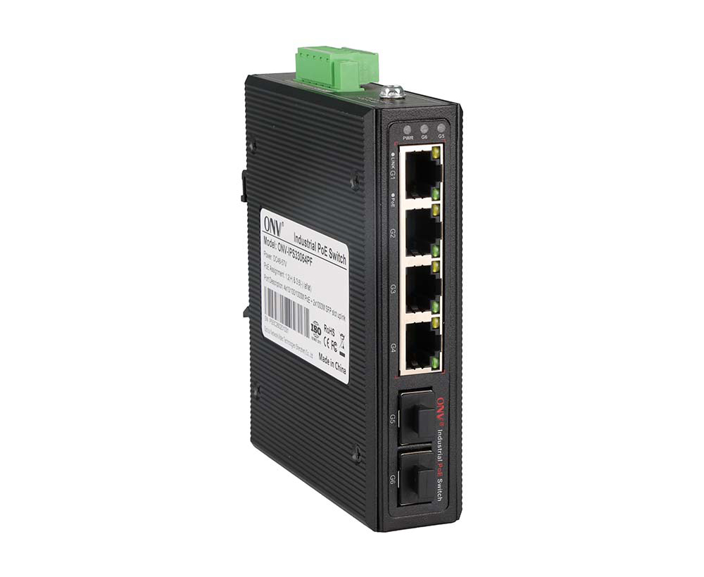 Switch PoE industrial Gigabit de 6 portas