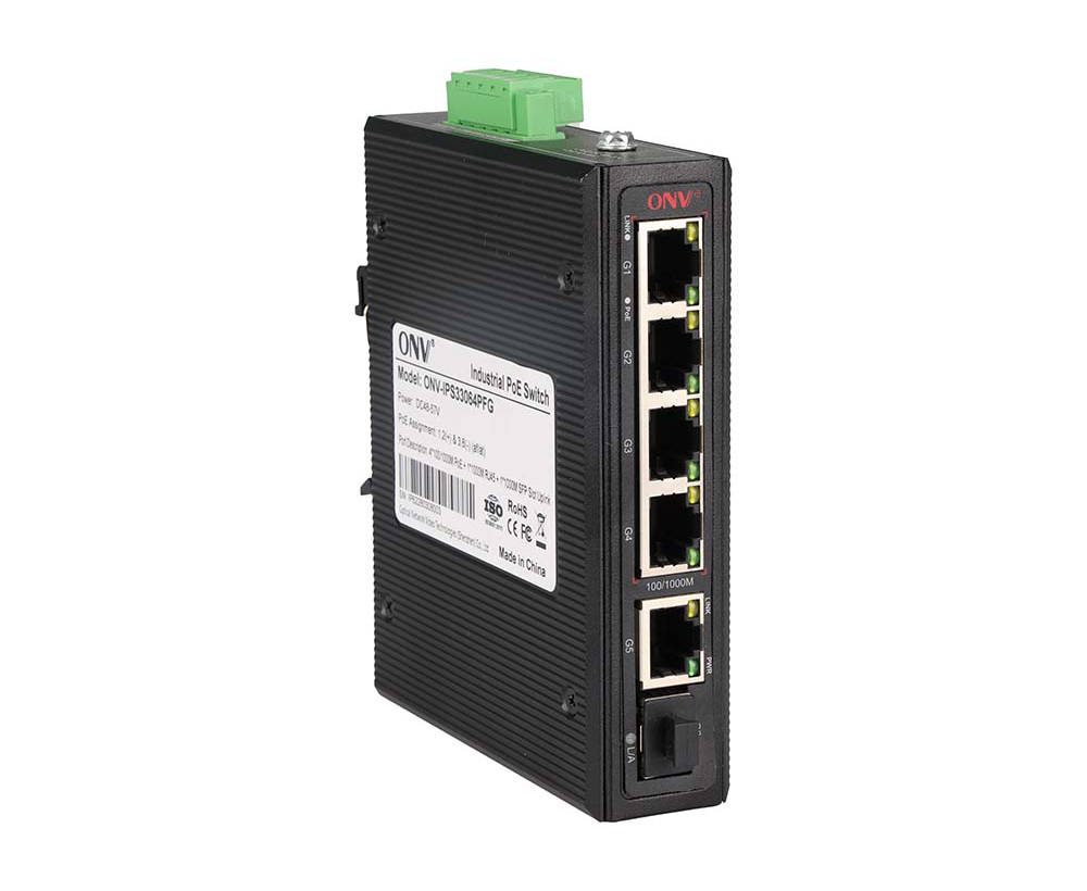 Switch PoE industrial Gigabit de 6 portas