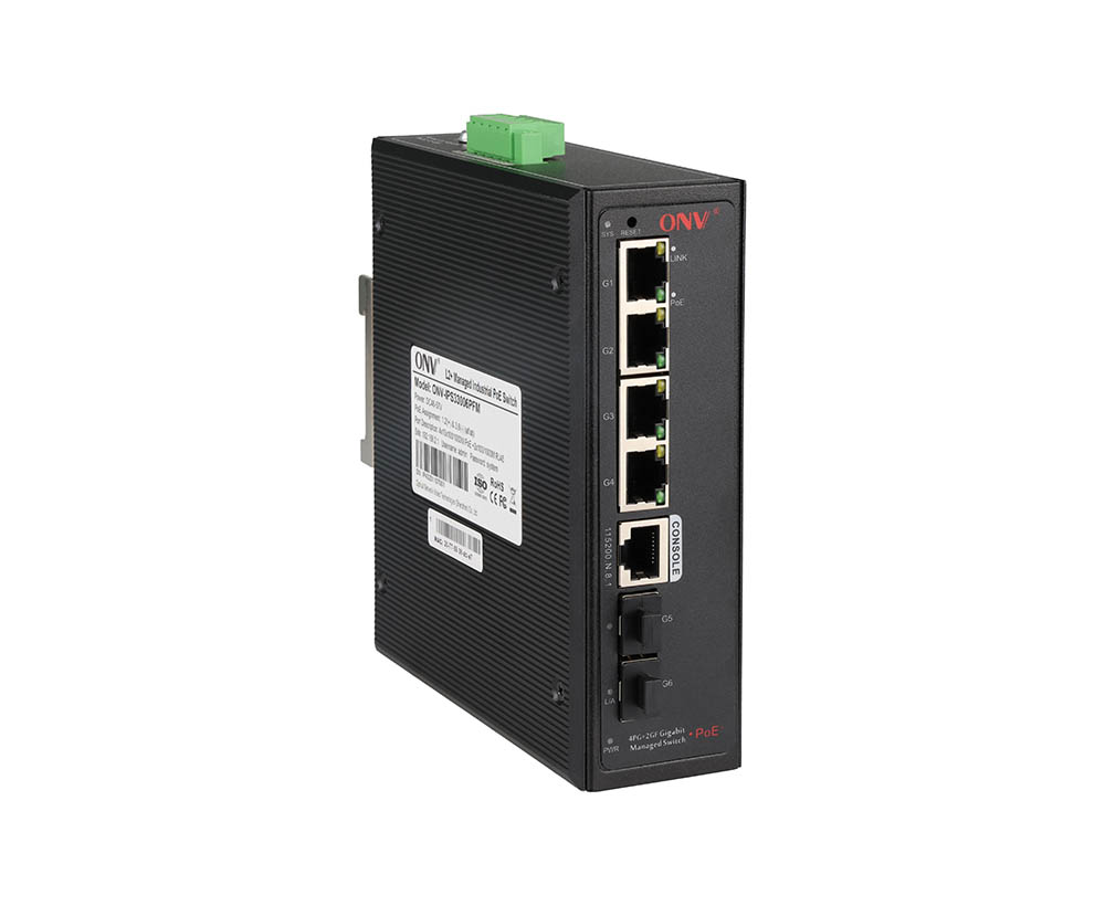 Switch PoE industrial gerenciável Gigabit de 6 portas