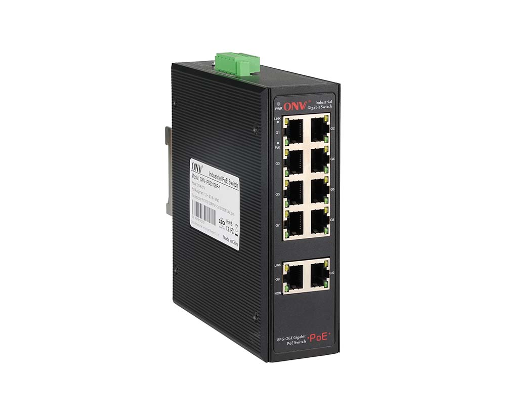 Switch PoE industrial Gigabit de 10 portas