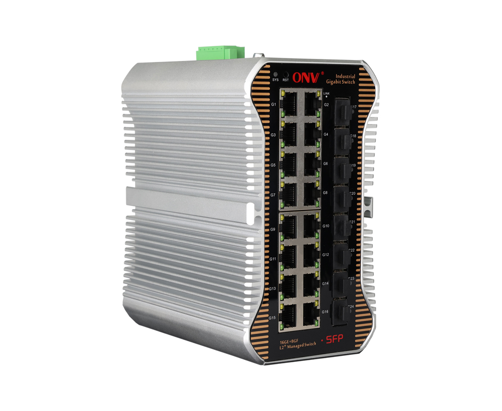Switch Ethernet industrial gerenciado L2 Gigabit de 24 portas